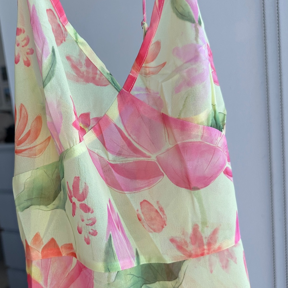 NWT Blackbough Bridget Sheer Sun Dress - Oasis - Asymmetrical Ruffled Slip - Picture 14 of 16